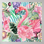 Flamingo kleurrijke waterverf poster (Voorkant)