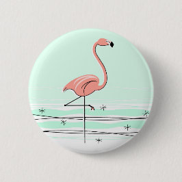 Flamingo-knop groen ronde button 5,7 cm