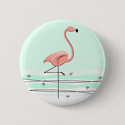 Flamingo-knop groen ronde button 5,7 cm (Voorkant)