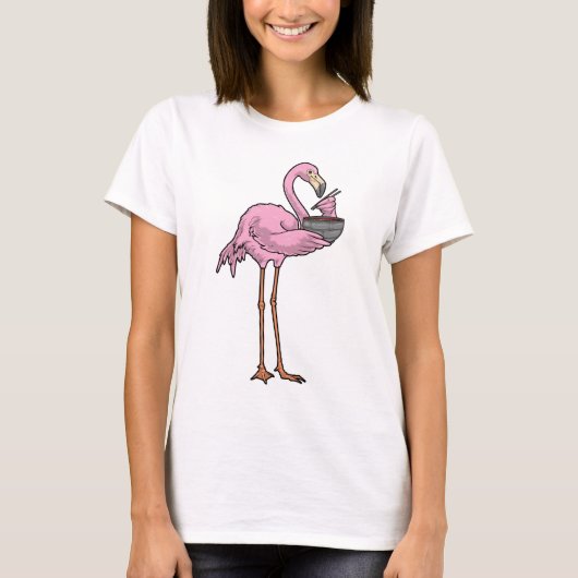 Flamingo Kookt Ramen Koken T-shirt (Voorkant)