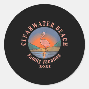 Flamingo   Koolwaterstrand Vacatie 2021 Ronde Sticker