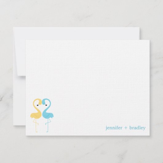 Flamingo Koppel Aangepaste Platte Bedankbriefjes Kaart (Voorkant)