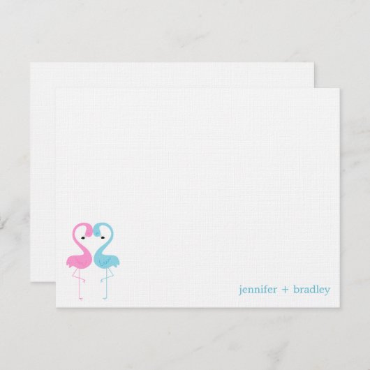 Flamingo Koppel Aangepaste Platte Bedankbriefjes Kaart (Voorkant / Achterkant)