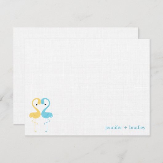 Flamingo Koppel Aangepaste Platte Bedankkaartjes Kaart (Voorkant / Achterkant)