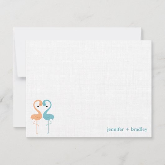 Flamingo Koppel Aangepaste Platte Bedankkaartjes Kaart (Voorkant)