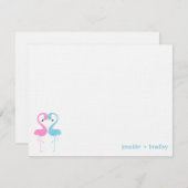 Flamingo Koppel Aangepaste Platte Bedankkaartjes Kaart (Voorkant / Achterkant)