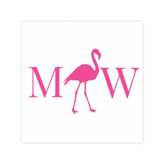 Flamingo Koppel Trouw 2 Initiele Monogram Zelfinktende Stempel (Design)