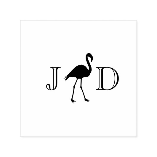 Flamingo Koppel Trouwen 2 Initiële Monogram #2 Zelfinktende Stempel (Design)