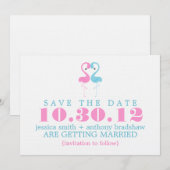 Flamingo Koppel Trouwen Sla de Datum Op Kaart (Voorkant / Achterkant)