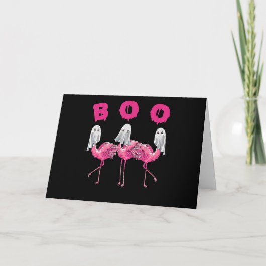 Flamingo| Kostuum Ghost Flamingo Boo Halloween Bedankkaart (Voorkant)