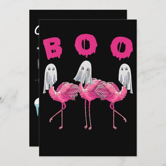 Flamingo| Kostuum Ghost Flamingo Boo Halloween Kaart (Voorkant / Achterkant)