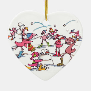 Flamingo "Laat het sneeuwen" versiering Keramisch Ornament