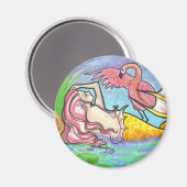 Flamingo Lagoon Zeemeermin fantasie kunstmagneet Magneet (Voorkant / Achterkant)