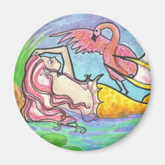 Flamingo Lagoon Zeemeermin fantasie kunstmagneet Magneet