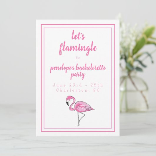 Flamingo Laten we Flamingle Bachelorette Routebesc Kaart (Staand voorkant)