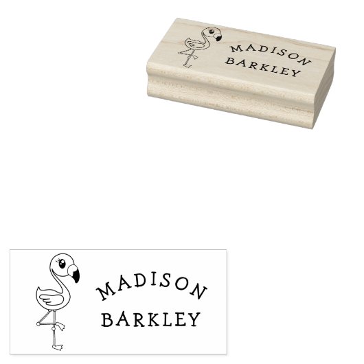 Flamingo Leuke Tropische Kinder naam Rubberstempel (Gestempeld)