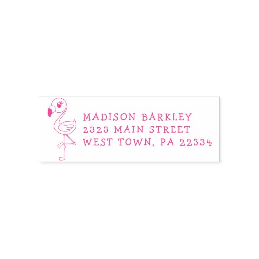 Flamingo Leuke Tropische Kinder retour adres stemp Zelfinktende Stempel (Design)
