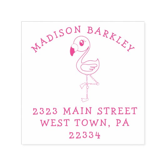 Flamingo Leuke Tropische Kinder retour adres stemp Zelfinktende Stempel (Design)