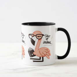 Flamingo lezen van een dagboek - "Zwijg, dagboek" Mok
