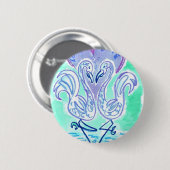 Flamingo Liefde (blauw) Ronde Button 5,7 Cm (Voorkant /achterkant)