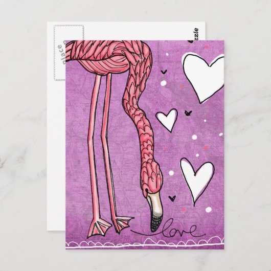 flamingo liefde briefkaart (Voorkant / Achterkant)