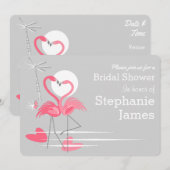 Flamingo Liefde Bruids Douche uitnodiging landscha (Voorkant / Achterkant)