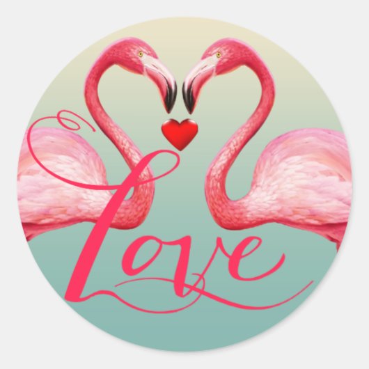Flamingo liefde bruiloft gunst | Mint blauw Ronde Sticker (Voorkant)