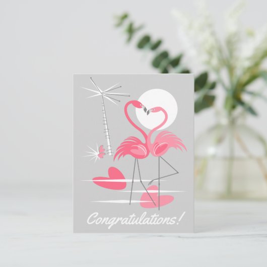 Flamingo Liefde Felicitaties! ansichtkaart landsch Briefkaart (Staand voorkant)