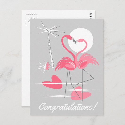 Flamingo Liefde Felicitaties! ansichtkaart landsch Briefkaart (Voorkant / Achterkant)