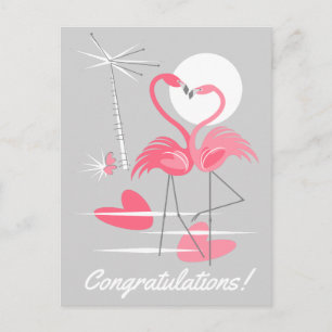 Flamingo Liefde Felicitaties! ansichtkaart landsch Briefkaart