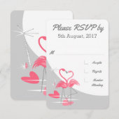 Flamingo Liefde Grote Maan bruiloft RSVP Kaart (Voorkant / Achterkant)