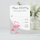 Flamingo Liefde Grote Maan bruiloft RSVP Kaart (Staand voorkant)