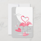Flamingo Liefde Grote Maan bruiloft RSVP Kaart (Achterkant)