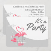 Flamingo Liefde Grote Maan Feest Kaart (Voorkant / Achterkant)