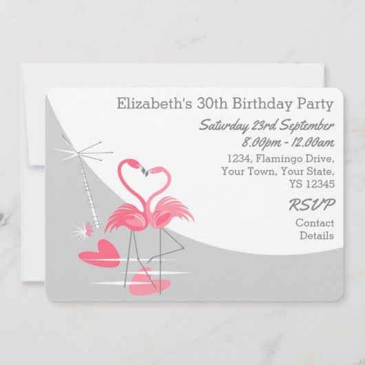 Flamingo Liefde Grote Maan Feest Kaart (Achterkant)