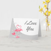 Flamingo Liefde Grote Maan Ik Hou Van Je Tekstland Kaart (Gele Bloem)