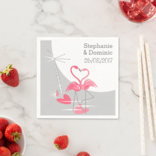Flamingo Liefde Grote Maan Namen Datum papieren se Servetten