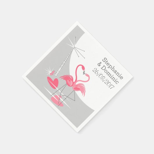 Flamingo Liefde Grote Maan Namen Datum papieren se Servetten (Hoek)