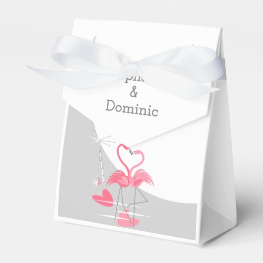 Flamingo Liefde Grote Maan Namen gunst box tent Bedankdoosjes (Voorkant Zijde)