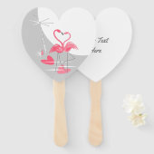 Flamingo Liefde Grote Maan Tekst hand fan hart Handwaaier (Voorkant en achterkant)