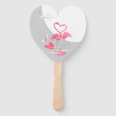 Flamingo Liefde Grote Maan Tekst hand fan hart Handwaaier (Voorkant)