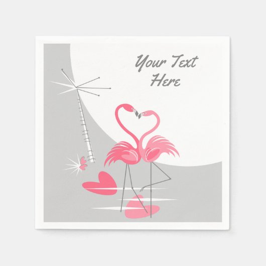 Flamingo Liefde Grote Maan Tekst Servetten (Voorkant)