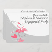 Flamingo Liefde Grote Maan Uitgenodigde Verloving Kaart (Voorkant / Achterkant)