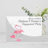 Flamingo Liefde Grote Maan Uitgenodigde Verloving Kaart (Staand voorkant)
