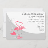 Flamingo Liefde Grote Maan Uitgenodigde Verloving Kaart (Achterkant)