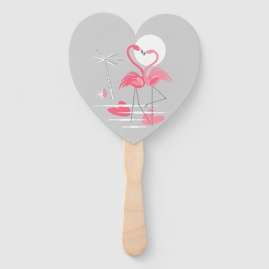 Flamingo Liefde hand fan hart Handwaaier (Achterkant)