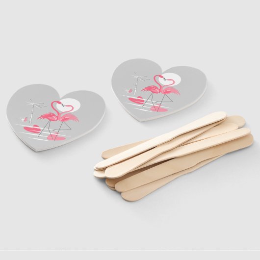 Flamingo Liefde hand fan hart Handwaaier (Niet-gemonteerd)
