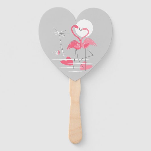 Flamingo Liefde hand fan hart Handwaaier (Voorkant)