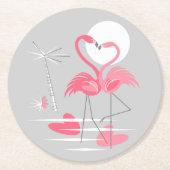 Flamingo Liefde onderzetter rond (Voorkant)