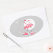 Flamingo Liefde sticker ovaal (Envelop)